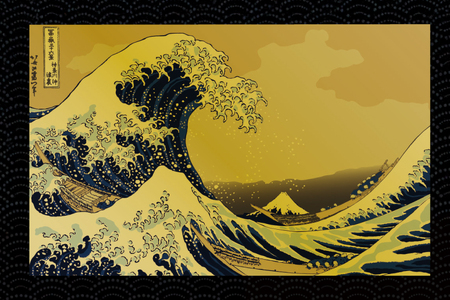 純金 ゴールド 富嶽三十六景 神奈川沖浪裏 カード 1枚 1g ガラス フレーム 1個 [三菱マテリアルトレーディング 兵庫県 三田市 3d28bae300133]