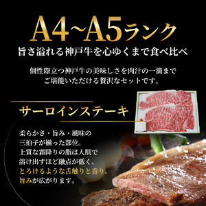 神戸牛 ステーキ サーロイン ヒレ もも 3種食べ比べ Aセット 計5枚(470g)