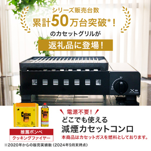 カセットグリル YAMAZEN 山善 カセットガスグリル YGM-GS1(B) ガス 電源不要 カセットコンロ 減煙 料理 調理 ベランダ バーベキュー BBQ プレート フッ素コート加工 加西市 兵庫県