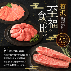 期間限定寄附額 神戸牛 贅沢セットA 計1.1kg イチボステーキ 肩ローススライス ランプスライス