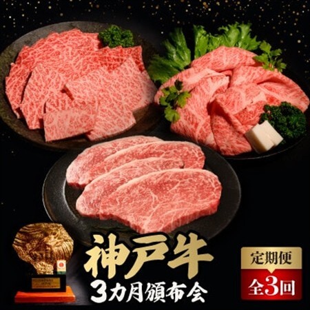 【毎月定期便】神戸牛3ヶ月頒布会全3回【配送不可地域：離島】【4064679】
