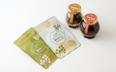 朝倉さんしょを満喫するフルコレクション　山椒味噌(赤味噌)と山椒佃煮と粉山椒(パウダーとあらびき)【1624892】