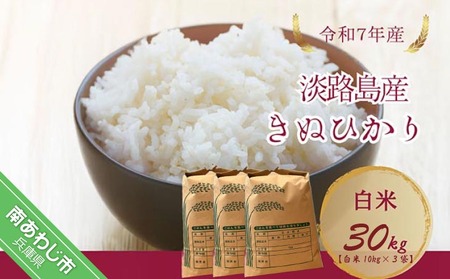 令和7年産新米　淡路島産キヌヒカリ　白米30kg白米