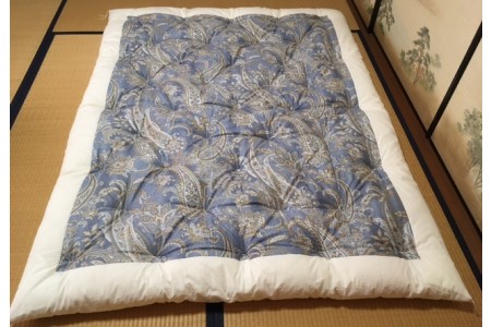 【浅井ふとん店】［抗菌・防ダニ］素朴なコットン掛け布団/シングル・ブルー