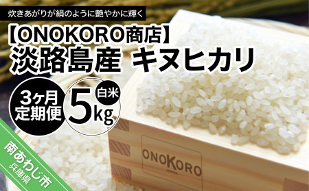 【3ヶ月定期便】淡路島産 キヌヒカリ　5kg