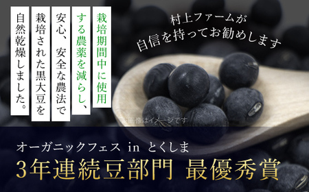 村上ファームさんの丹波黒豆250g（2L以上）×2個セット 丹波黒大豆 丹波黒豆 丹波黒 黒豆 黒大豆 大豆 ダイズ 黒ダイズ クロマメ くろまめ 大粒 有機JAS認証 無農薬栽培 煮豆 おせち おせち料理 お正月 正月料理 兵庫県 朝来市 AS1BA19