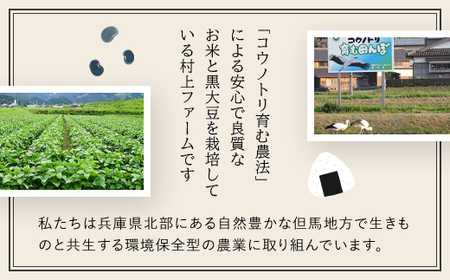 村上ファームさんの丹波黒豆250g（2L以上）×2個セット 丹波黒大豆 丹波黒豆 丹波黒 黒豆 黒大豆 大豆 ダイズ 黒ダイズ クロマメ くろまめ 大粒 有機JAS認証 無農薬栽培 煮豆 おせち おせち料理 お正月 正月料理 兵庫県 朝来市 AS1BA19