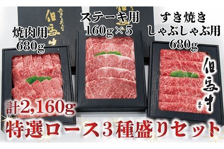 H-5【美方但馬牛】特選ロース3種盛りセット