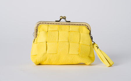 AN5　鹿革コレクション【蒲公英】がまぐち財布ショートモデル【 鹿革 革製品 ポーチ 財布 がま口 がまぐち 小物入れ 小銭入れ カードサイズ オーガニック 手作り タンポポ たんぽぽ 黄色 イエロー 】