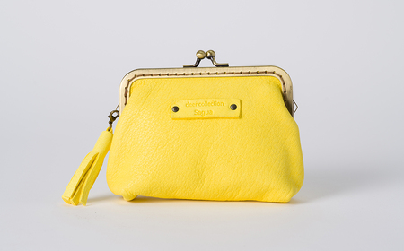 AN5　鹿革コレクション【蒲公英】がまぐち財布ショートモデル【 鹿革 革製品 ポーチ 財布 がま口 がまぐち 小物入れ 小銭入れ カードサイズ オーガニック 手作り タンポポ たんぽぽ 黄色 イエロー 】