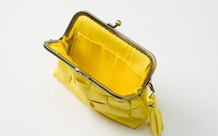 AN5　鹿革コレクション【蒲公英】がまぐち財布ショートモデル【 鹿革 革製品 ポーチ 財布 がま口 がまぐち 小物入れ 小銭入れ カードサイズ オーガニック 手作り タンポポ たんぽぽ 黄色 イエロー 】