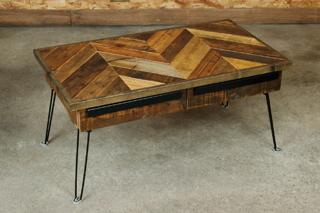 AV16 KOZAinoTSUKUE【古材の机】ヘリンボーン 【 古材 机 テーブル レトロ インテリア 木製 木目 】