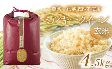 H-24 無農薬栽培ミルキークイーン玄米 ※4.5キロ【令和４年度産】