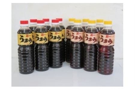 【うすくち醤油発祥の地・たつの市】F-29 カネヰ醤油セット　うまみ500ml こいくち6本、うすくち6本