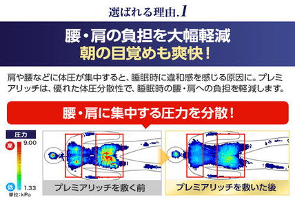 トゥルースリーパー プレミアリッチ セミダブル[ 寝具 マット 低反発 高反発 体圧分散 睡眠 抗菌 防カビ 防ダニ 肩 腰 ]