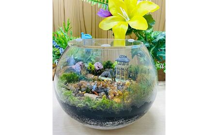 苔テラリウム2.丸形ガラス小 ボトルテラリウム 苔テラリウム ご当地 風景 ハンドメイド 観葉植物 苔 インテリア グリーン ギフト 贈り物 おしゃれ 播磨町 兵庫県