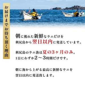  [2025年先行予約] 北海道 利尻島産 塩水生うに（バフンウニ）100g×1パック   | 北海道 利尻 うに ウニ 雲丹 生うに 無添加 塩水 みょうばん不使用 塩水ウニ 国産うに 天然うに 利尻島 エゾバフンウニ バフンウニ