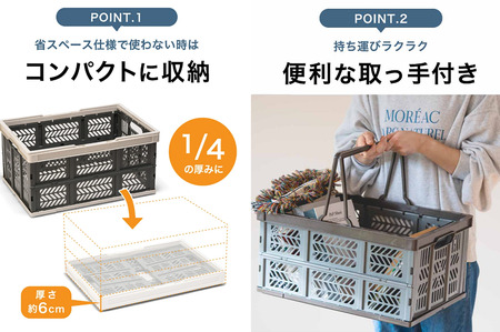 【折りたためる】エコンバスケットオリコン＃３６（グレー×ブラウン）018SK01N.／折りたたみ バスケット ハンドル付き かご 小物 収納 プラスチック 持ち手 アウトドア 洗える 折りたためる 買い物カゴ コンテナ ボックス コンパクト 積み重ね 整理 スタッキング アウトドア DIY 工具 サンコー 