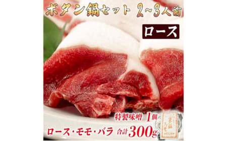 ボタン鍋セット 2～3人前（300g）猪肉（ロース・もも肉・バラ）自家製味噌付き