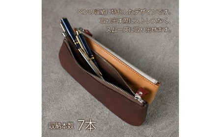ペンケース スリム Andy 日本製 革製品 本革 レザー 手作り キャメル
