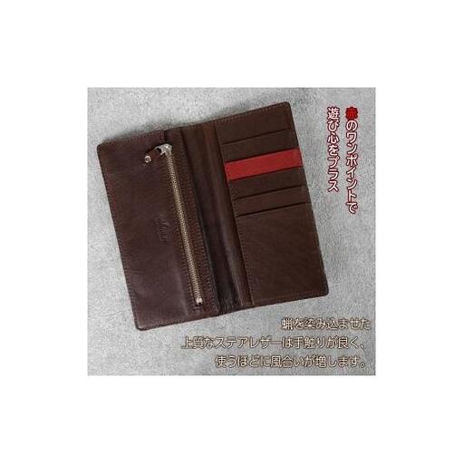 長財布 Andy 日本製 革製品 本革 レザー 手作り ブラウン｜詳細画像