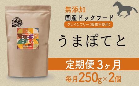 【定期便3か月】愛犬ごはん【ひとつごはん】うまぽてと500g 250g×2 無添加 馬肉 厳選素材 ドッグフード
