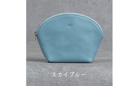 本革 ラウンドポーチ 日本製 レザー 革製品 ポーチ 化粧ポーチ 旅行 トラベル 出張 Liete WH-22 スカイブルー