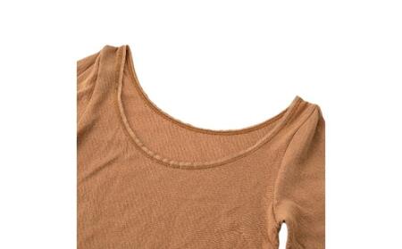 大人の女性のための肌着ブランド「HAKURO」コットン・ガーゼ 8分丈 ブラウン / 綿 レディース 高級肌着 インナー ガーゼ（M/L/LL） LLサイズ