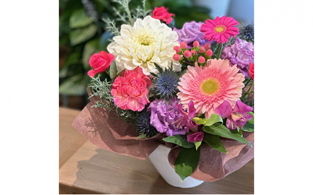 おまかせ フラワーアレンジメント（ ピンク×ヴァイオレット） 母の日 父の日 ギフト お祝い