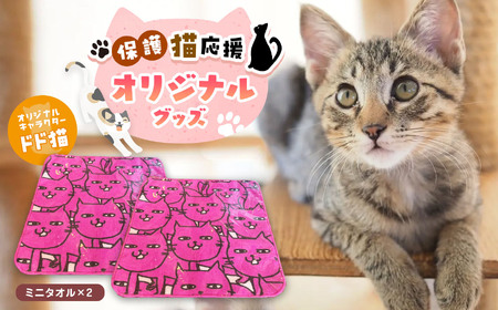 オリジナル 猫ミニタオル ( 2枚入り ) | 保護猫応援 雑貨 日用品 猫 ネコ タオル ミニタオル 保護猫 兵庫県 上郡町