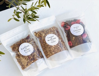 グラノーラ3種セット・200g×3 グルテンフリー(アールグレイ・塩キャラメル・苺&チョコ) | グラノーラ グルテンフリー アールグレイ 塩キャラメル 苺&チョコ 苺 チョコ 兵庫県 上郡町