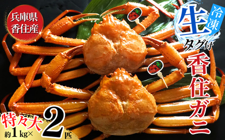 カニ【先行予約】活〆タグ付き香住ガニ 特々大 約1.0kg×2匹 生冷凍 令和8年2月中旬以降順次発送 紅ズワイガニ 07-114