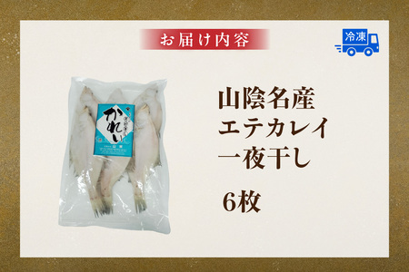 【山陰名産エテカレイ一夜干し 6枚（冷凍）】入金確認後、順次発送 産地直送 鮮度抜群 エテカレイ 干物 下処理不要 大人気 ふるさと納税 兵庫県 香美町 香住 山米鮮魚 13000円 74-11
