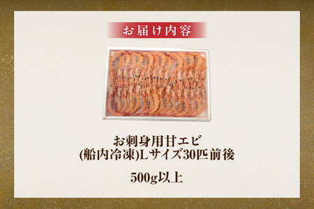 お刺身用 甘エビ Lサイズ 30匹前後 500g以上 冷凍 甘えび 香美町 74-16