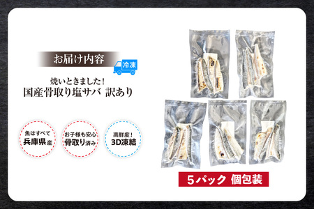 【訳あり】 骨取り 塩サバ 5パック 冷凍 さば 74-30