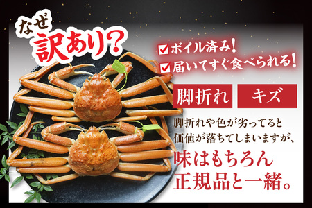 カニ【先行予約・訳あり】 釜茹で松葉がに タグ付き 500g×2匹 07-137