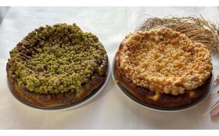 クランブルチーズケーキ2味 【定期便2ヶ月】米農家の嫁が作る米粉クランブルチーズケーキ（プレーン・深蒸し茶）各1個 米心工房 H-138