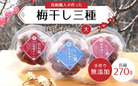 梅干し三種味比べセット（大） 梅干し 南高梅 紅映梅 白加賀梅 無添加 梅古庵 15-118