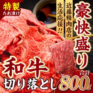 黒毛和牛 切り落とし（特製たれ）800g 牛肉 選べる発送時期 容量 国産 牛肉 肉 牛 濃厚 旨味 便利 小分け 国産牛 お肉 牛肉 切落し 冷凍 送料無料 奈良県 奈良市 近藤精肉店 6-050