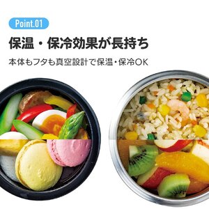お弁当箱 お弁当 保温 保冷 「抗菌真空ステンレス丼ランチジャー」 550ml 2段 ベーシック 保温ジャー 保冷ジャー お弁当箱 スケーター 10-086