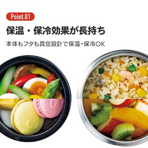 抗菌 真空 保温 保冷 [弁当箱 ステンレス] 総容量 1050ml STLB3AG 637070 15-043