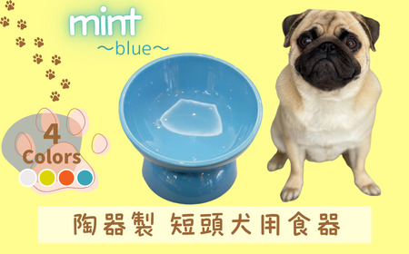 ペット用品 ペット ペットフードボウル「陶器製 短頭犬用食器」ミント ブルー 餌入れ エサ入れ えさ入れ 食器 皿 犬 猫 犬用食器 猫用食器 小型用ペットフードボウル 軽量ペットフードボウル アイボリー 536151 10-094