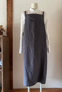 おとな丈エプロン Fu-ra 【カラー：グレー】おしゃれ エプロン クッキング 大人用 30-083