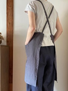 おとな丈エプロン Fu-ra 【カラー：グレー】おしゃれ エプロン クッキング 大人用 30-083