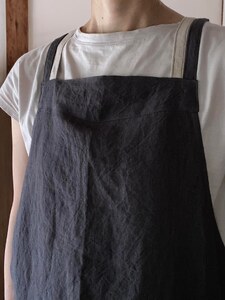 おとな丈エプロン Fu-ra 【カラー：グレー】おしゃれ エプロン クッキング 大人用 30-083