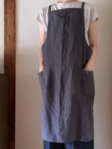 おとな丈エプロン Fu-ra 【カラー：グレー】おしゃれ エプロン クッキング 大人用 30-083