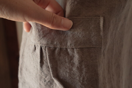 ギャザーエプロン Fu-ra 【カラー：モカ】エプロン 手作り ハンドメイド 30-086