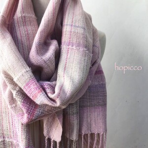 ストール（カシミヤ）60cm×200cm 淡ピンクグレー系 合同会社工藝舎 195-005