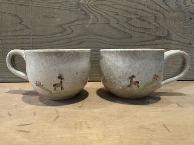 赤膚焼 赤膚焼 奈良絵 大塩昭山造 湯呑 五客組