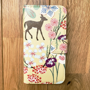 スマホ手帳型ケース 鹿柄オリジナル 「楚々の森」 foo stitch 15-065